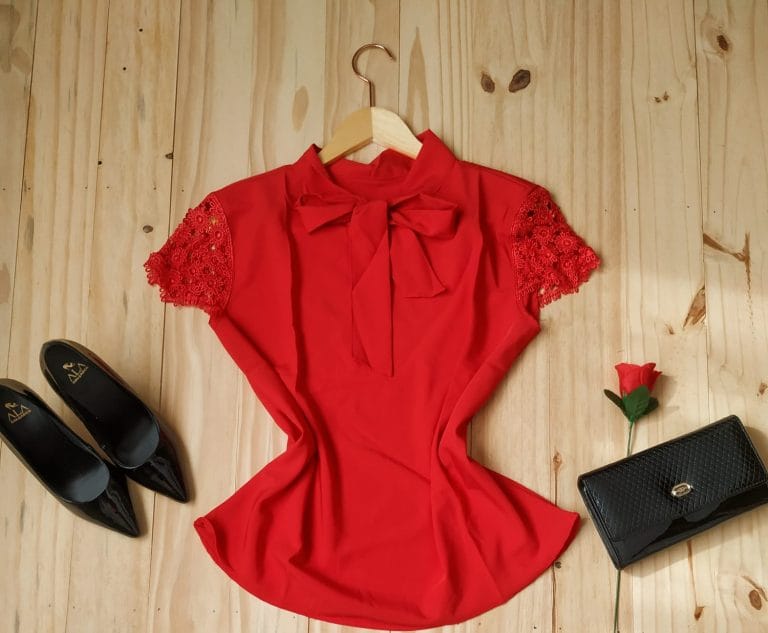 Blusa Tecido Crepe Seda Vermelho