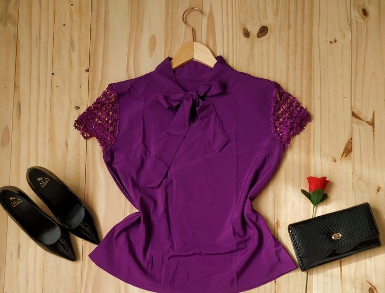 Blusa Tecido Crepe Seda Roxo