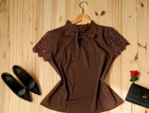 Blusa Tecido Crepe Seda marrom