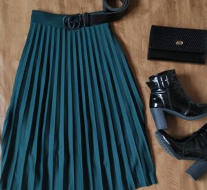 Saia Plissada Midi floresta Oregon