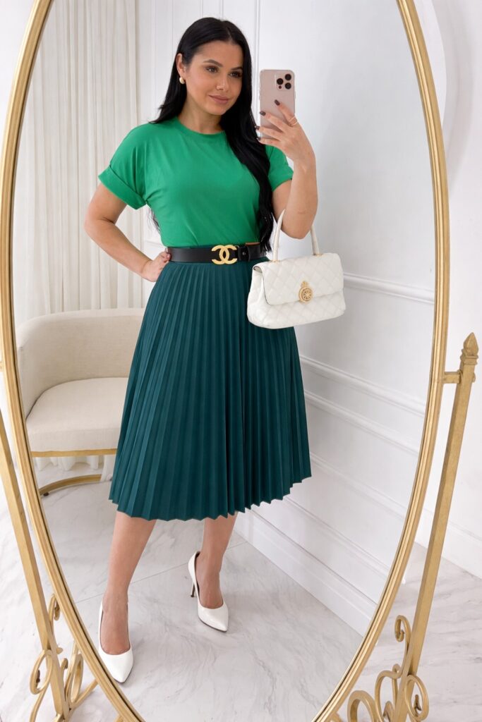 Conjunto Blusa+ Saia- verde bandeira+ floresta Oregon