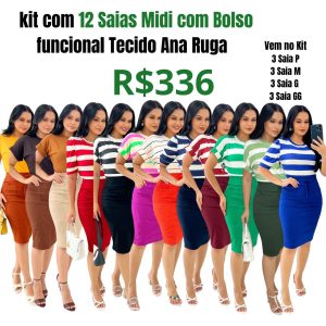 kit com 12 Saia Midi