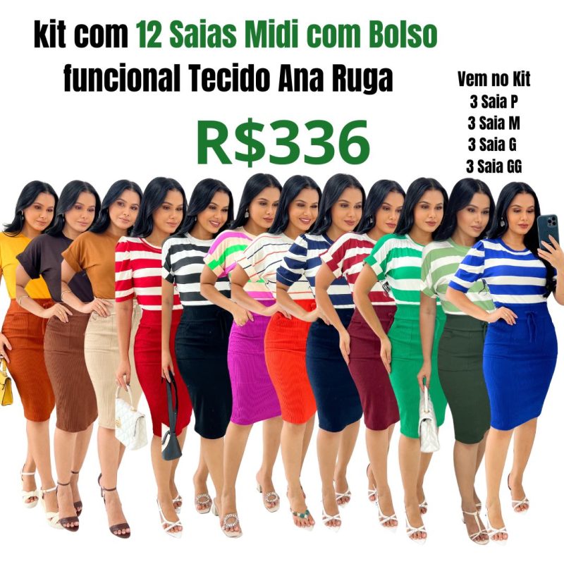 kit com 12 Saia Midi