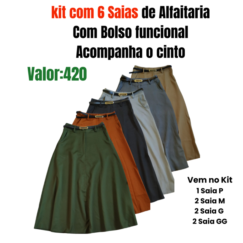 kit com 6 Saia em Alfaitaria