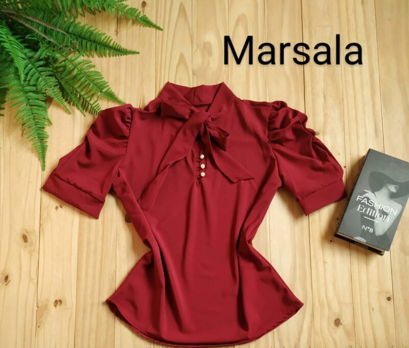 Blusa Tecido Crepe Seda Marsala - Image 2