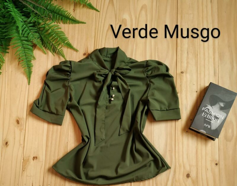 Blusa Tecido Crepe Seda Verde Musgo - Image 2