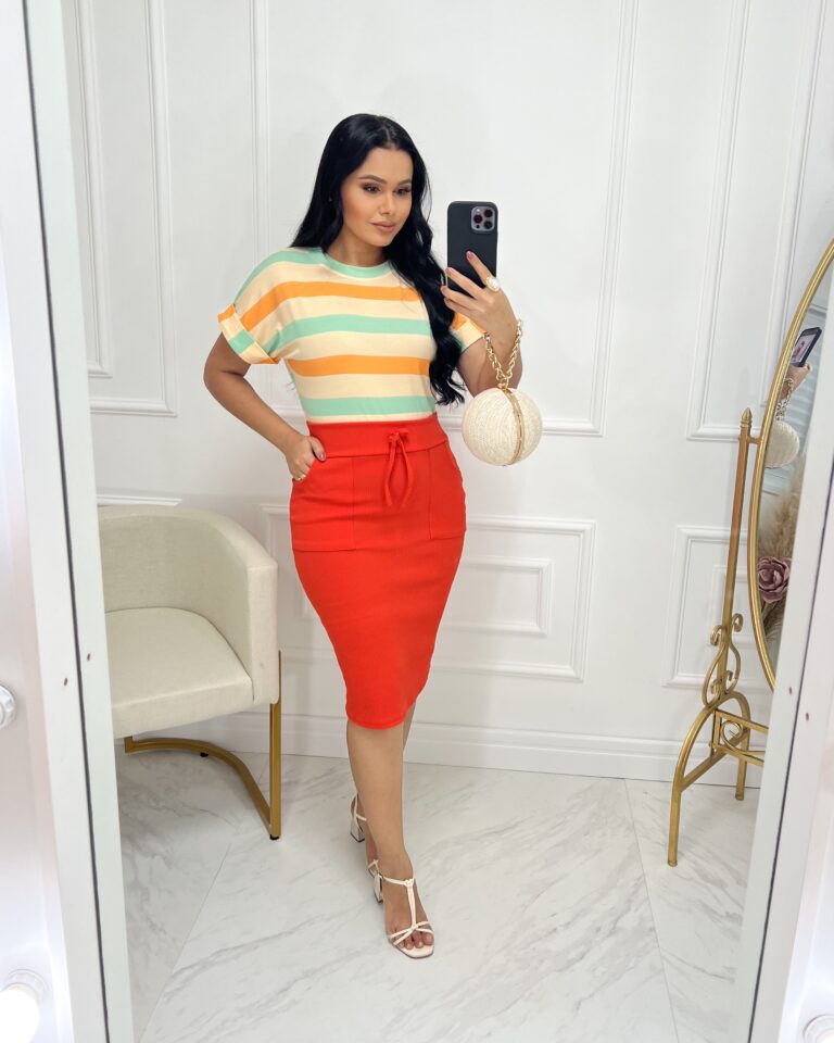Conjunto Blusa+ Saia – Laranja