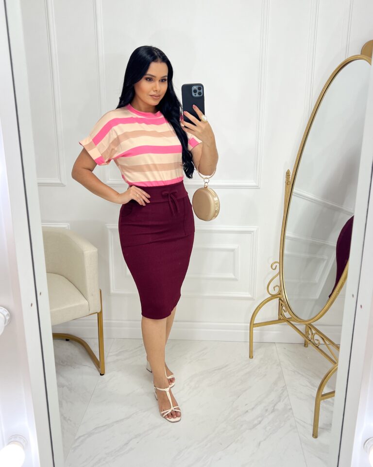 Conjunto Blusa+ Saia – Marsala