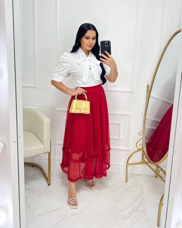 Saia Midi em Tule- Vermelho