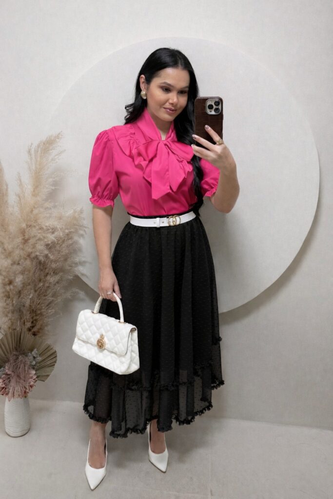 Saia Midi em Tule- Preto