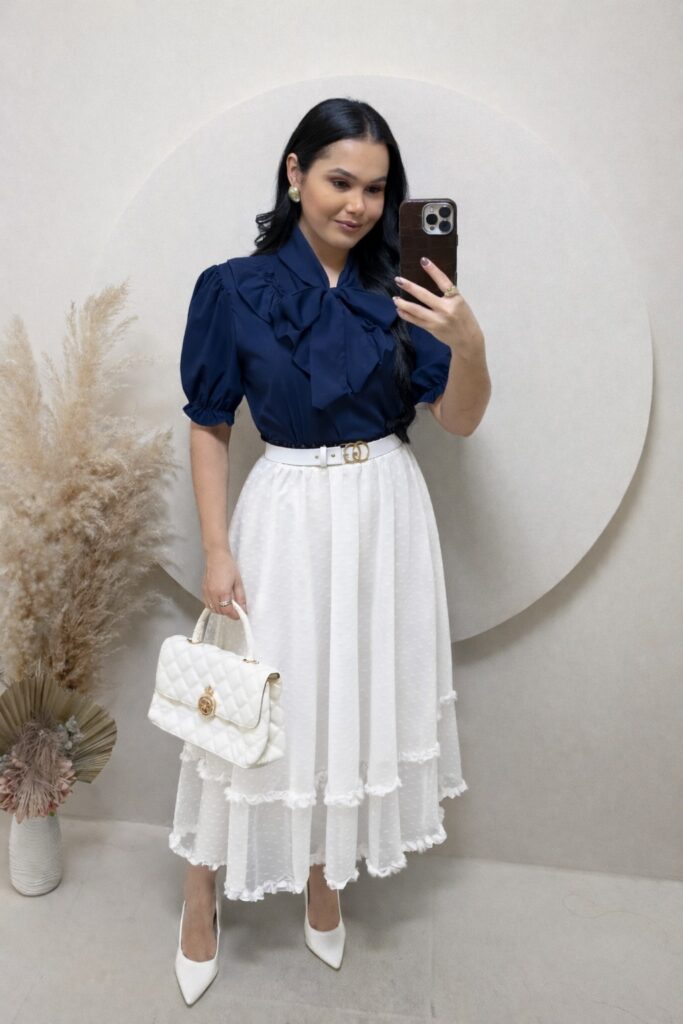 Saia Midi em Tule Branco