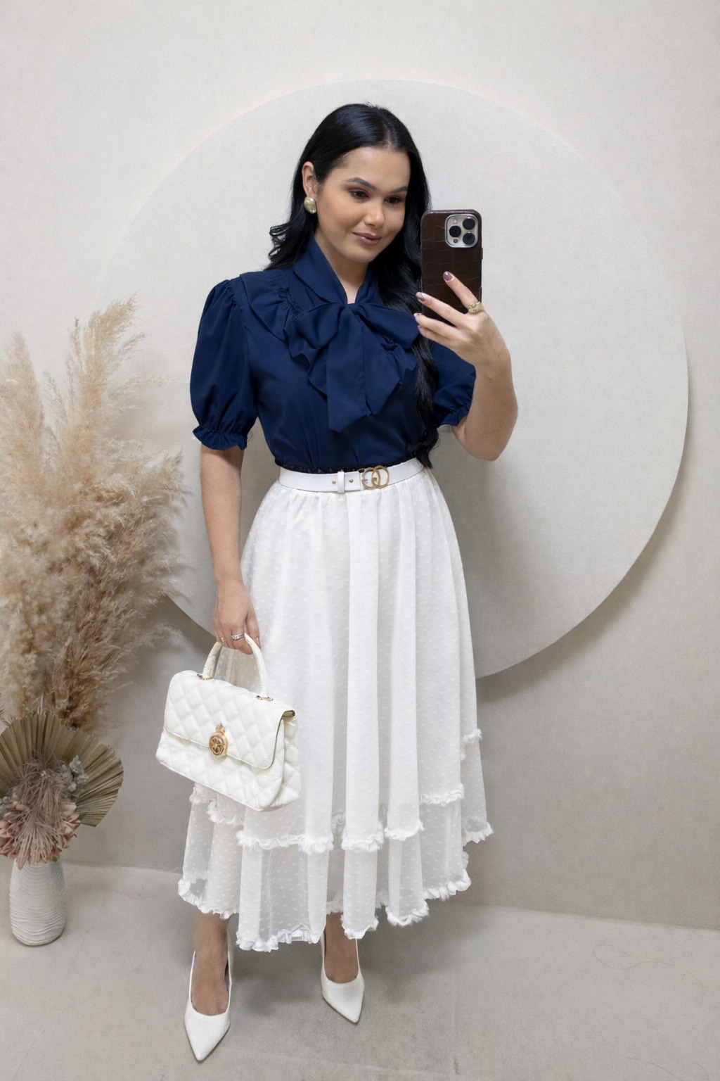 Saia Midi em Tule Branco