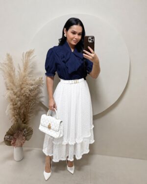 Saia Midi em Tule Branco