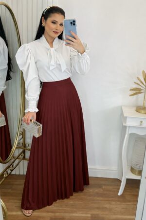 Saia longa Plissada Marsala
