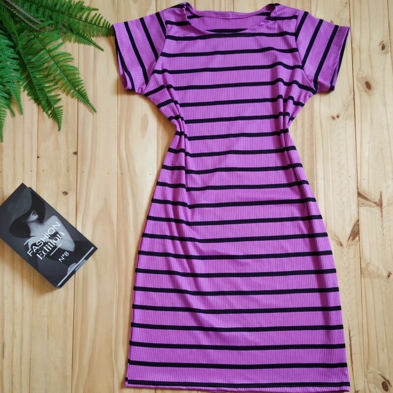 Vestido Midi Tecido Canelado Roxo