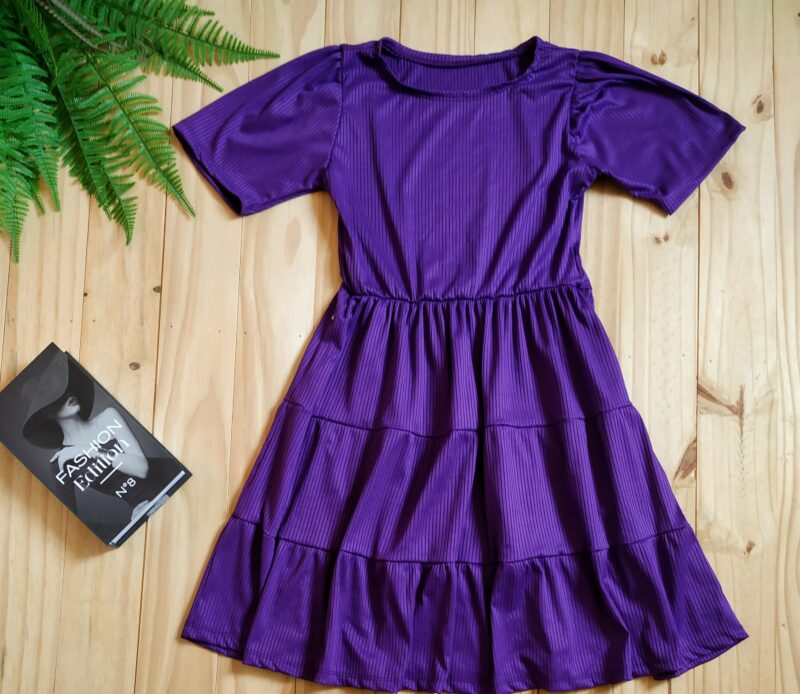 Vestido 3 Maria Tecido Canelado Roxo