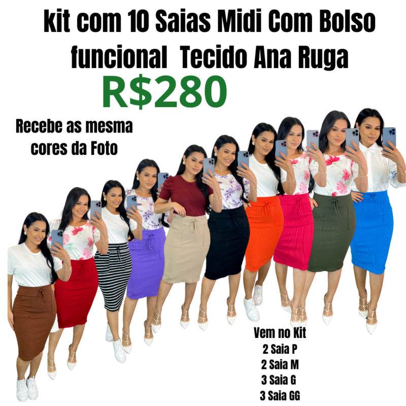 kit com 10 Saia Midi