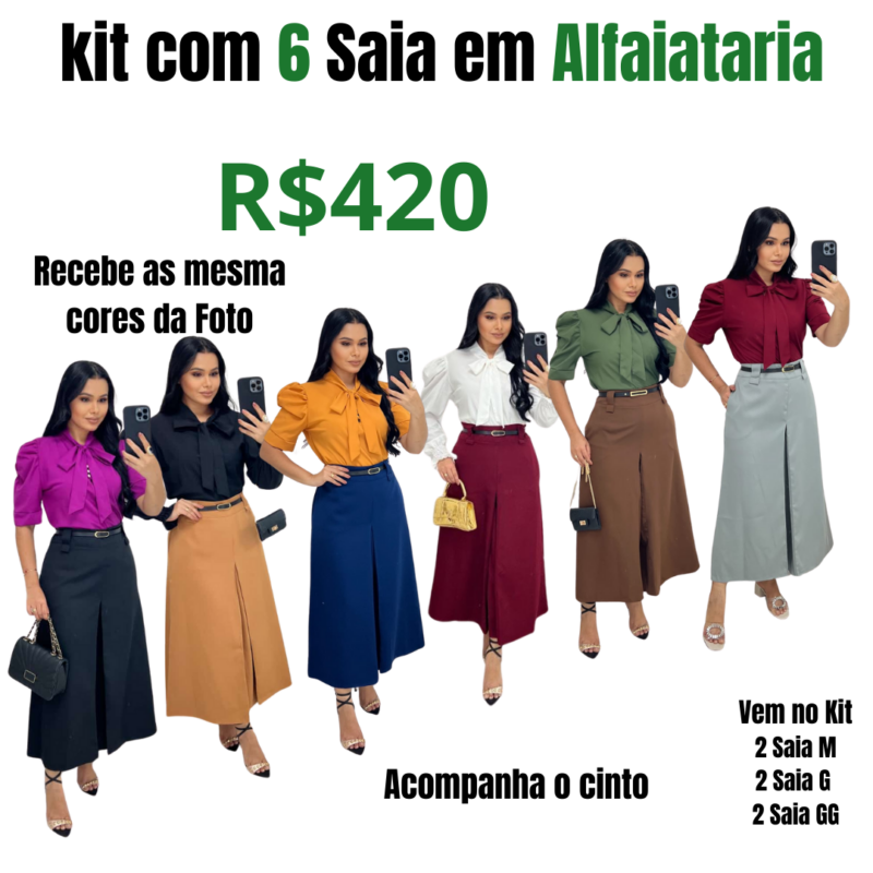 kit com 6 Saia em Alfaitaria