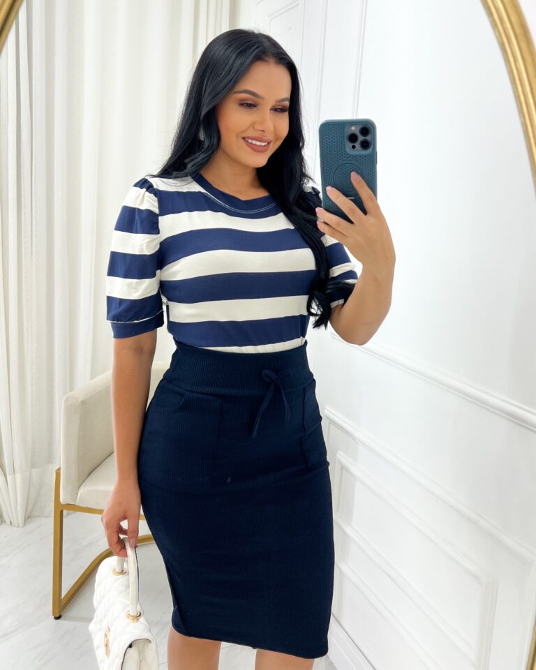 Blusa Tecido viscolaycra Azul Marinho