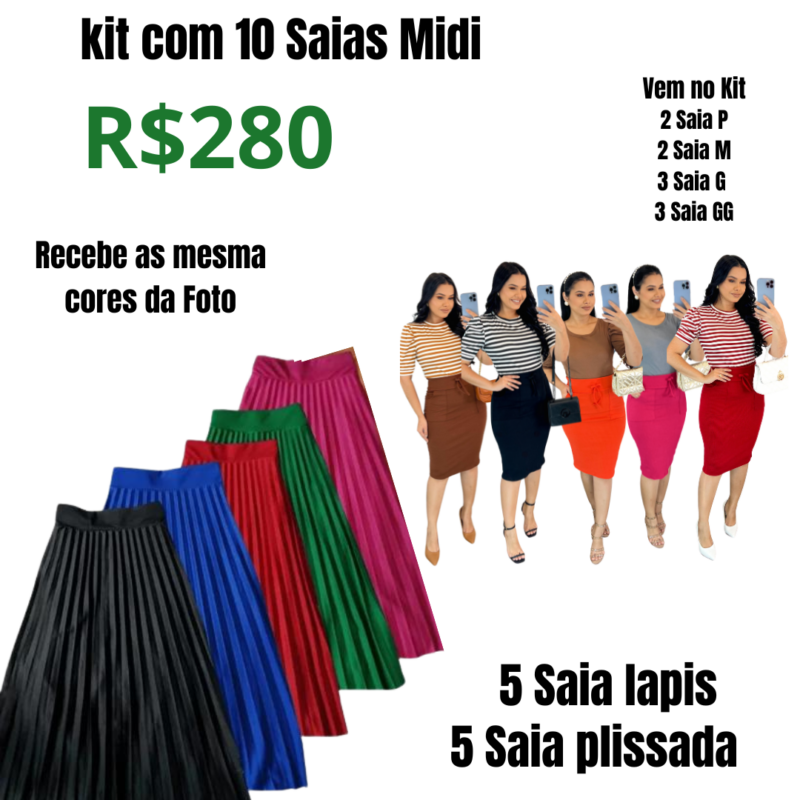 kit com 10 Saia Midi