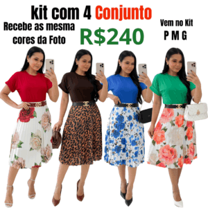 Kit Com 4 Conjunto Plissado