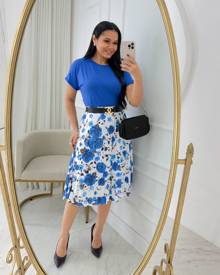 Conjunto Blusa+ Saia- Azul Royal