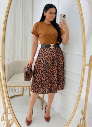 Conjunto Blusa+ Saia-Onça