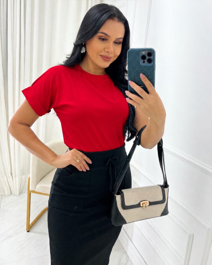 Blusa Tecido viscolaycra vermelho