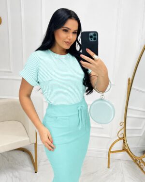 Blusa Tecido viscolaycra verde agua