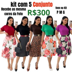 Kit Com 5 Conjunto Plissado