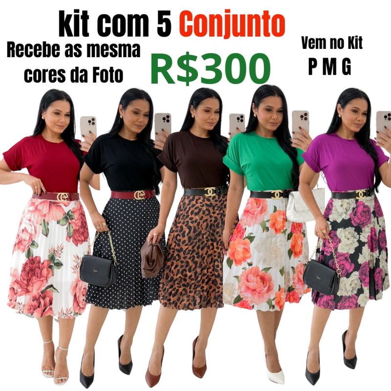 Kit Com 5 Conjunto Plissado
