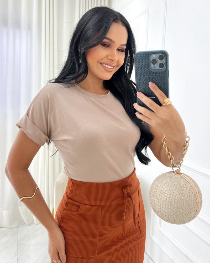 Blusa Tecido viscolaycra bege