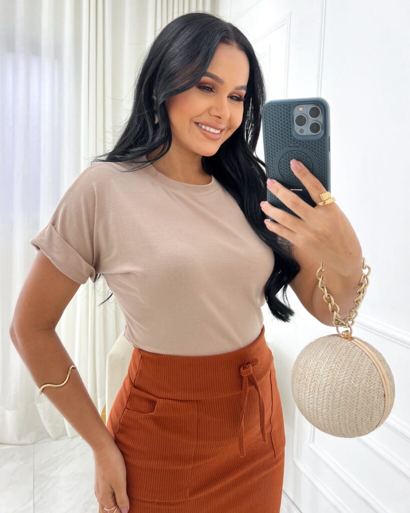 Blusa Tecido viscolaycra bege