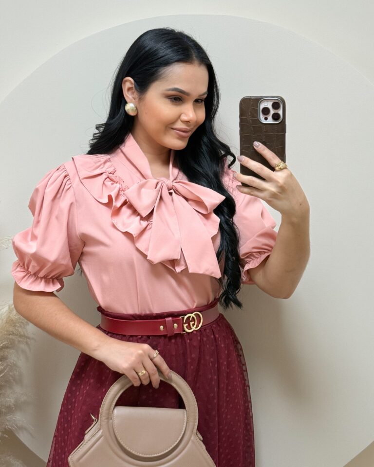 Blusa Tecido Crepe Seda Rose