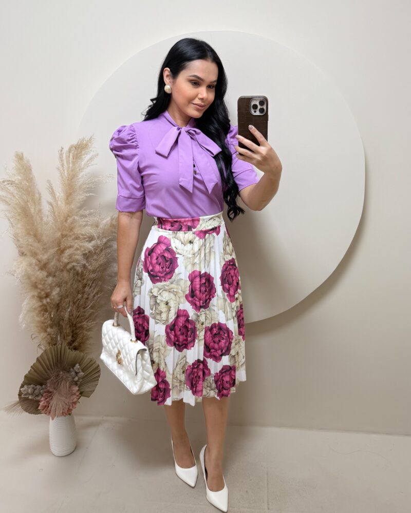Conjunto Blusa+ Saia-lilás