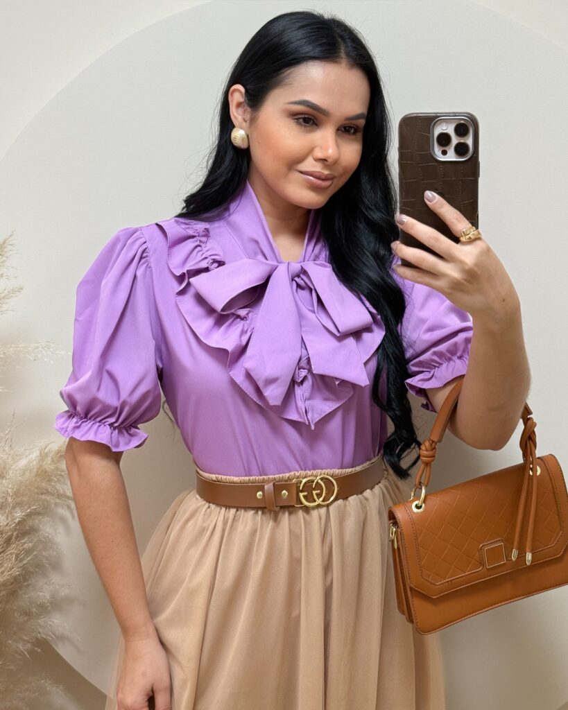 Blusa Tecido Crepe Seda lilas