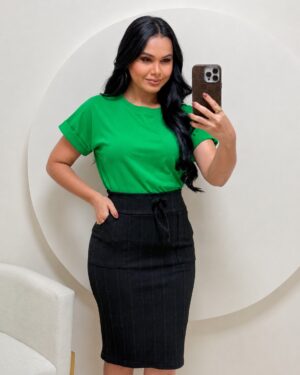 Conjunto Blusa+ Saia- verde bandeira +Preto