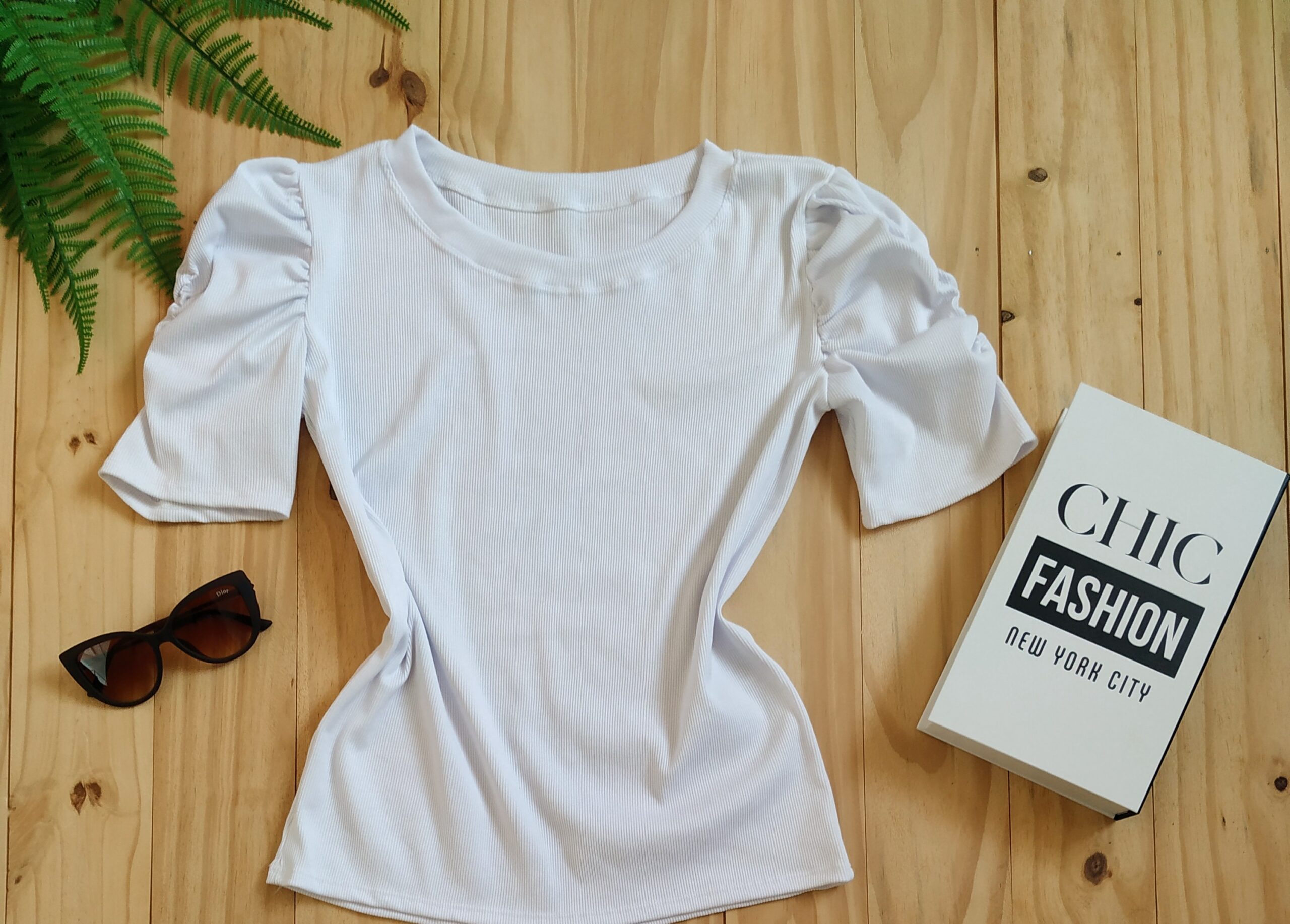 Blusa Manga Princesa Tecido Ribana