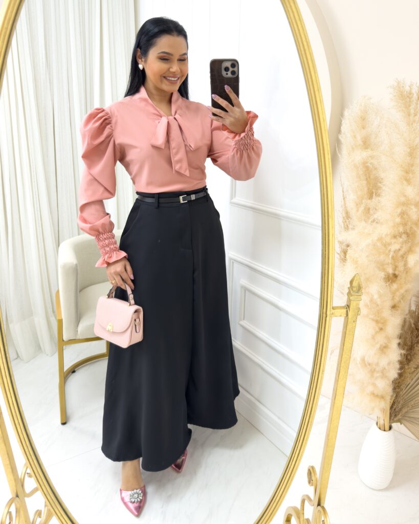 Saia Alfaiataria Longa Com Bolso Funcionais Preto