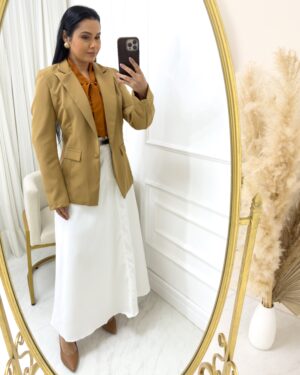Blazer Feminino Tecido Alfaiataria Bege