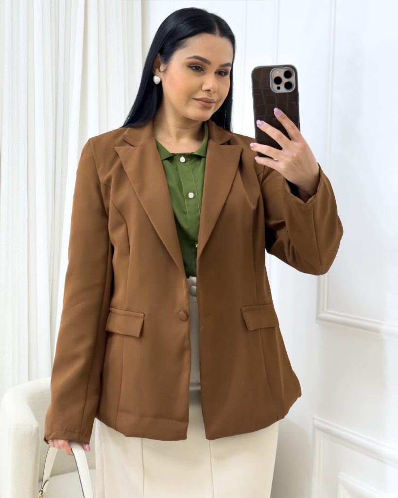 Blazer Feminino Tecido Alfaiataria marrom