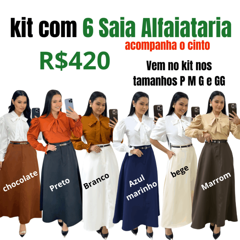 kit com 6 Saia em Alfaitaria