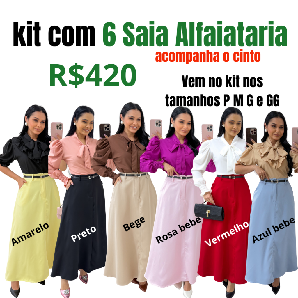 kit com 6 Saia em Alfaitaria