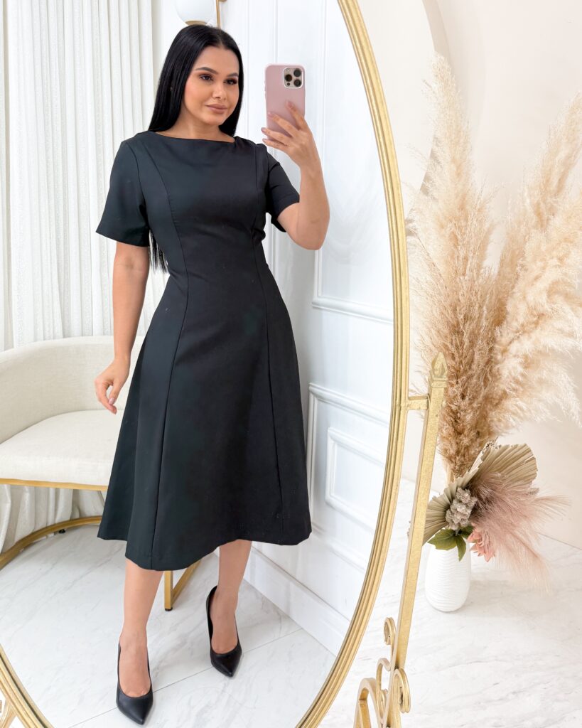 Vestido em Alfaiataria com manga Preto