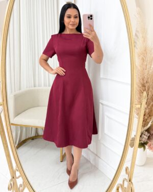 Vestido em Alfaiataria com manga Marsala