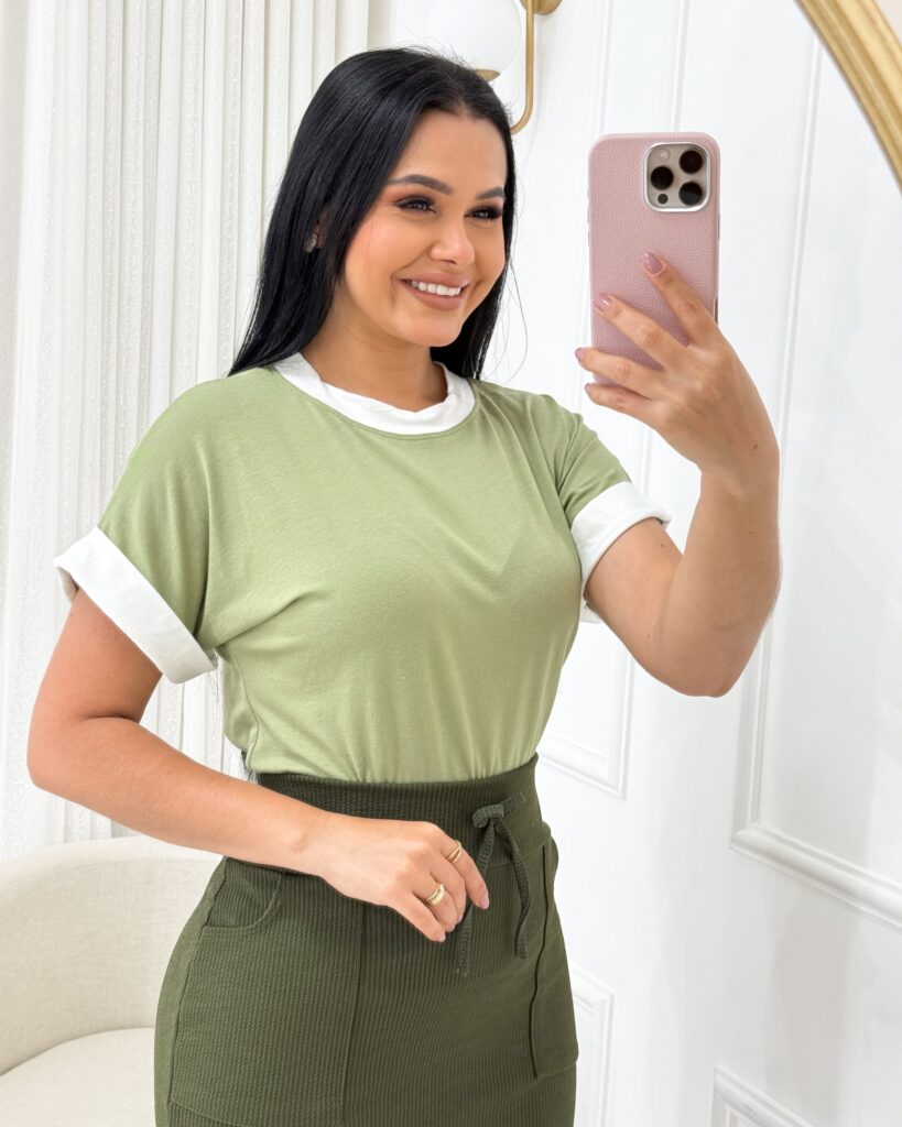 Blusa Tecido viscolaycra verde militar