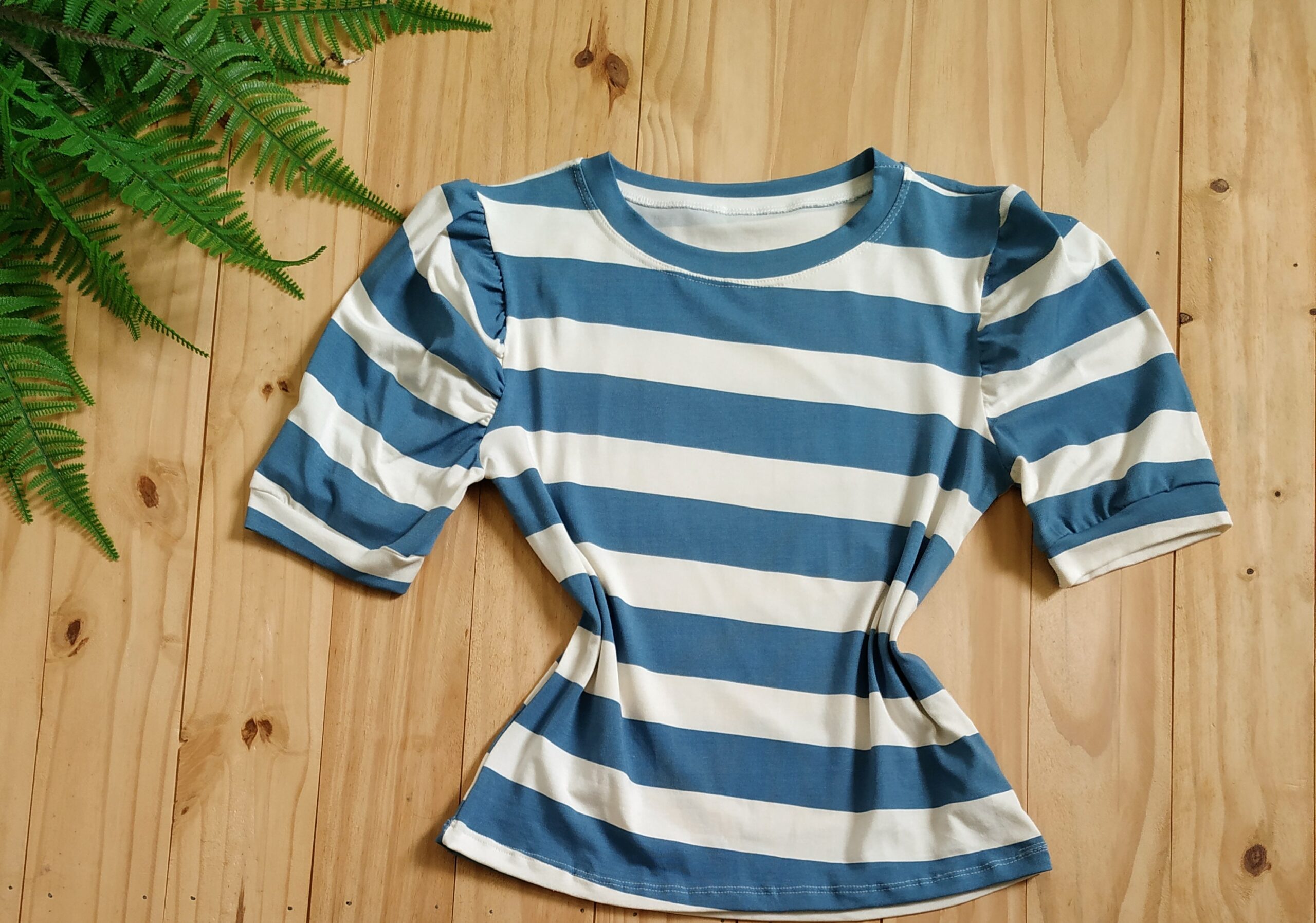 Blusa Manga Princesa Tecido Viscolaycra Azul