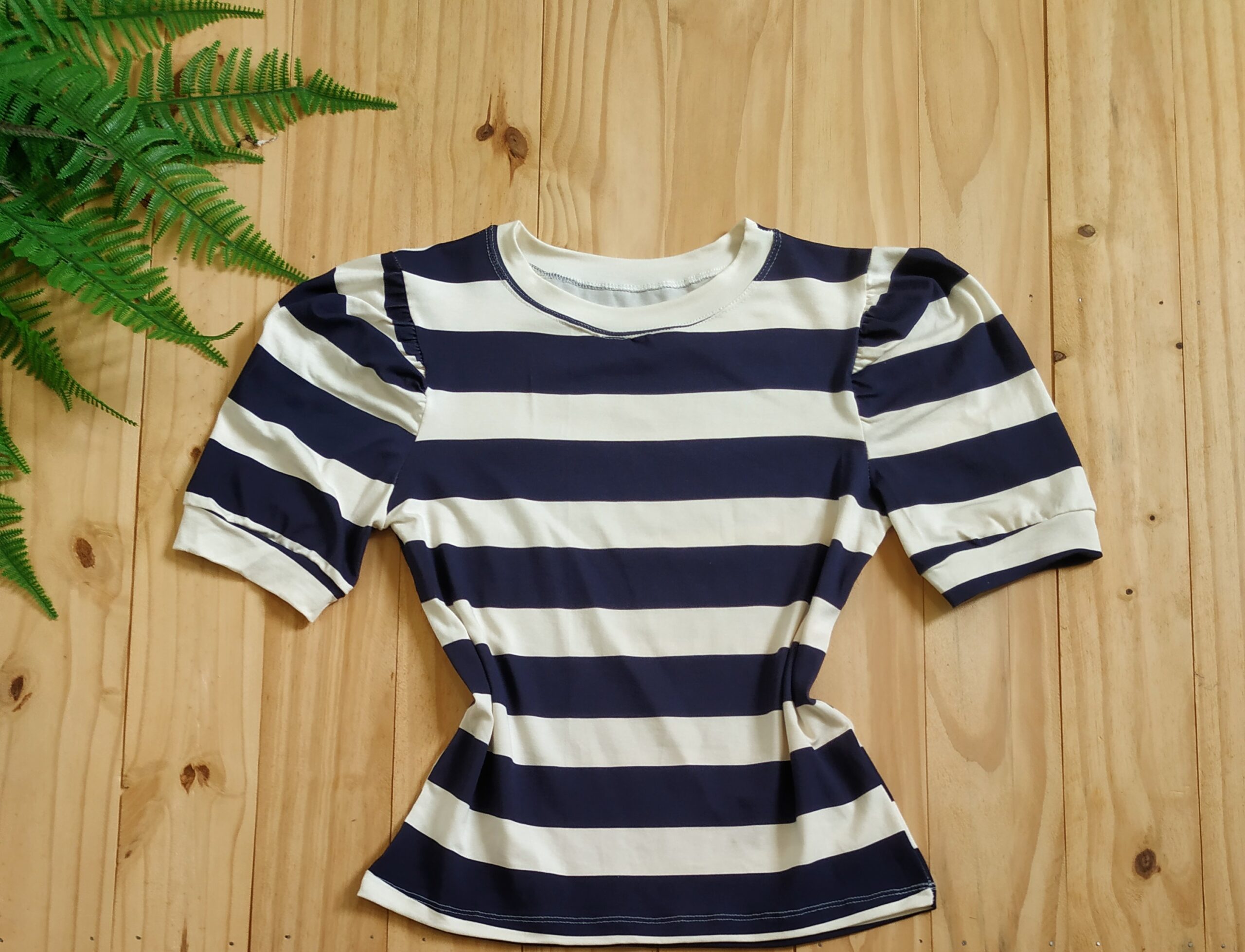 Blusa Manga Princesa Tecido Viscolaycra Azul Marinho