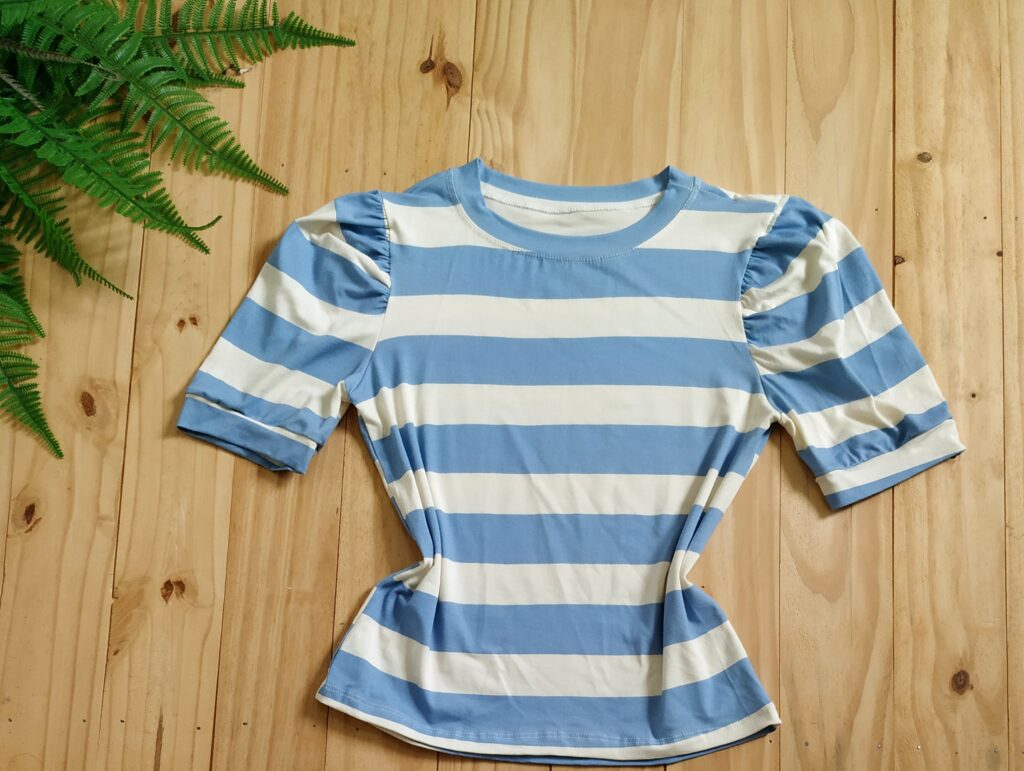 Blusa Manga Princesa Tecido Viscolaycra Azul