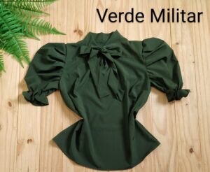 Blusa Tecido Crepe Seda Verde militar